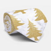 Elegant Gold Glitter & White marble kerstboom Stropdas (Opgerold)