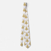 Elegant Gold Glitter & White marble kerstboom Stropdas (Achterkant)