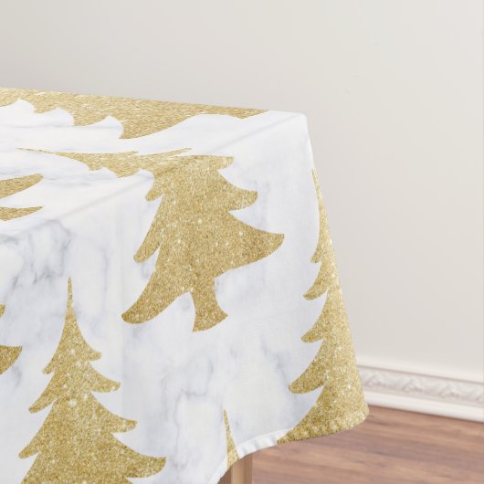 Elegant Gold Glitter & White marble kerstboom Tafelkleed (Voorbeeld)