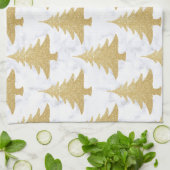 Elegant Gold Glitter & White marble kerstboom Theedoek (Gevouwen)