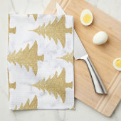 Elegant Gold Glitter & White marble kerstboom Theedoek (Quarter Fold)