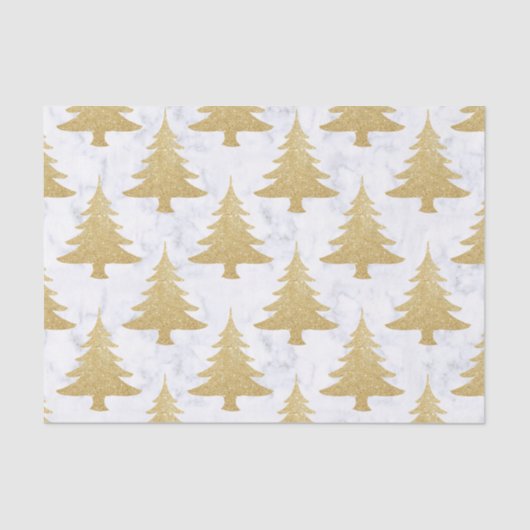 Elegant Gold Glitter & White marble kerstboom Tissuepapier (Voorkant)