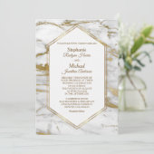 Elegant Gold Glitter White Marble Wedding Kaart (Staand voorkant)