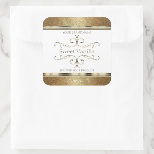 Elegant  Gold Glitter White Product Labels (Tas)