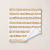 Elegant Gold Glitter White Stripe Chic Glamour Bad Handdoek (Wasdoekje)