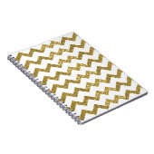 Elegant Gold Glitter & White Stripes Notitieboek (Rechterzijde)