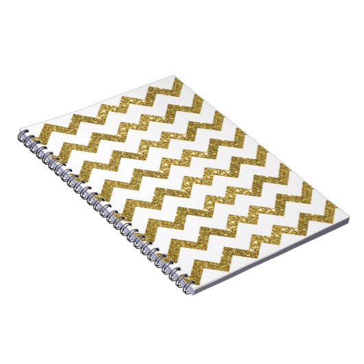 Elegant Gold Glitter & White Stripes Notitieboek (Rechterzijde)