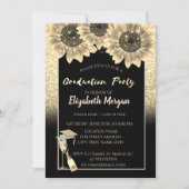 Elegant Gold Glitter, Wijn, Glass, Zonnebloemen Kaart (Voorkant)