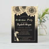 Elegant Gold Glitter, Wijn, Glass, Zonnebloemen Kaart (Staand voorkant)