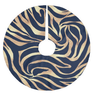Elegant Gold Glitter Zebra Nay-Blue Animal Print Kerstboom Rok