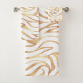 Elegant Gold Glitter Zebra White Animal Print Bad Handdoek (Insitu)