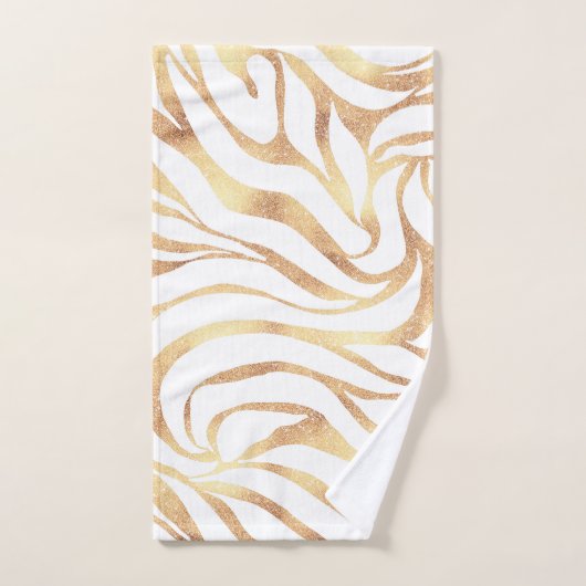 Elegant Gold Glitter Zebra White Animal Print Bad Handdoek (Handdoek)