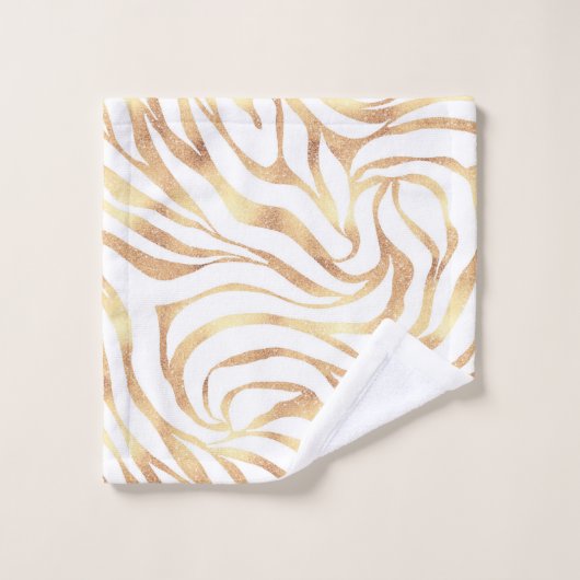 Elegant Gold Glitter Zebra White Animal Print Bad Handdoek (Wasdoekje)