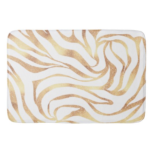 Elegant Gold Glitter Zebra White Animal Print Badmat (Voorkant)
