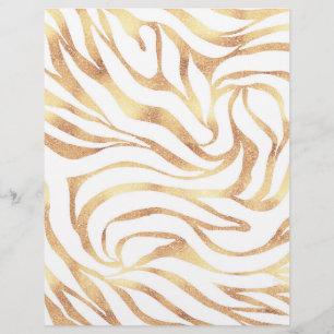 Elegant Gold Glitter Zebra White Animal Print Briefhoofd
