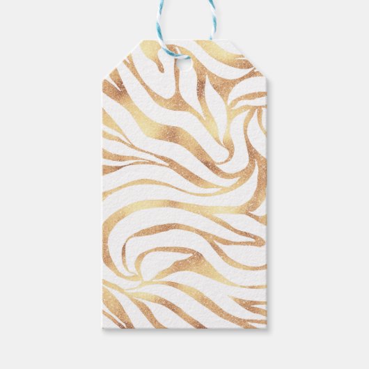 Elegant Gold Glitter Zebra White Animal Print Cadeaulabel (Voorkant)