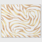 Elegant Gold Glitter Zebra White Animal Print Cadeaupapier (Vlak)