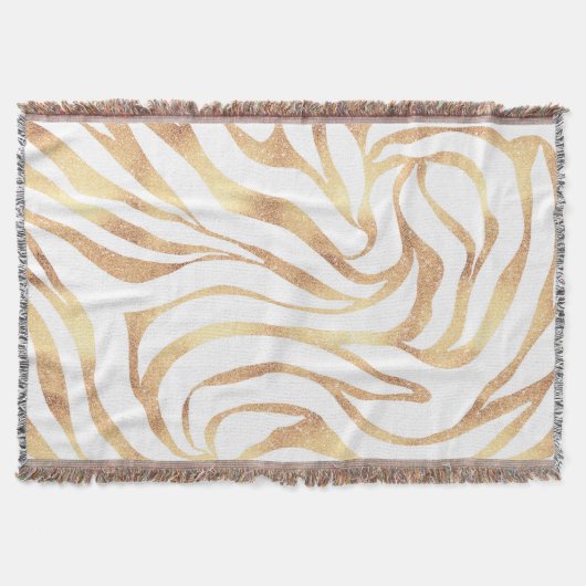 Elegant Gold Glitter Zebra White Animal Print Deken (Voorkant)