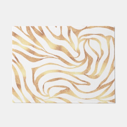 Elegant Gold Glitter Zebra White Animal Print Deurmat (Voorkant)