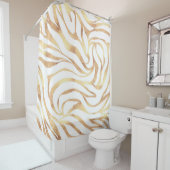 Elegant Gold Glitter Zebra White Animal Print Douchegordijn (In situ)