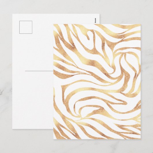Elegant Gold Glitter Zebra White Animal Print Feestdagenkaart (Voorkant / Achterkant)