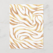 Elegant Gold Glitter Zebra White Animal Print Feestdagenkaart (Voorkant)