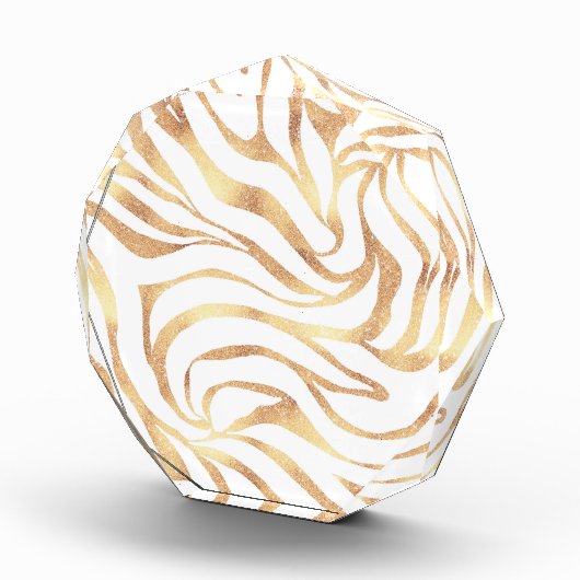 Elegant Gold Glitter Zebra White Animal Print Fotoblokken (Rechts)