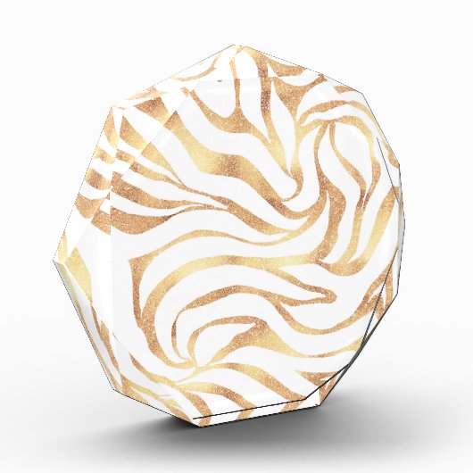 Elegant Gold Glitter Zebra White Animal Print Fotoblokken (Links)