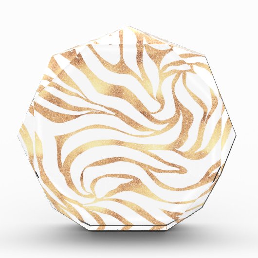 Elegant Gold Glitter Zebra White Animal Print Fotoblokken (Voorkant)