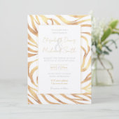 Elegant Gold Glitter Zebra White Animal Print Kaart (Staand voorkant)