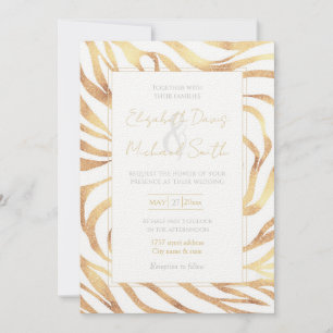 Elegant Gold Glitter Zebra White Animal Print Kaart
