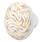 Elegant Gold Glitter Zebra White Animal Print Keramische Knop (Rechts)