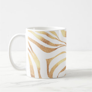 Elegant Gold Glitter Zebra White Animal Print Koffiemok
