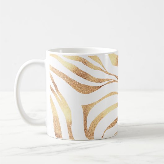 Elegant Gold Glitter Zebra White Animal Print Koffiemok (Links)