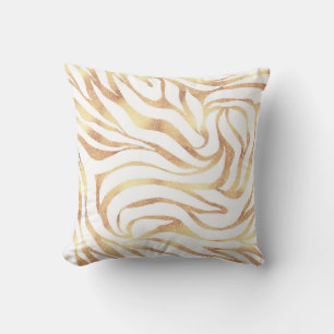 Elegant Gold Glitter Zebra White Animal Print Kussen