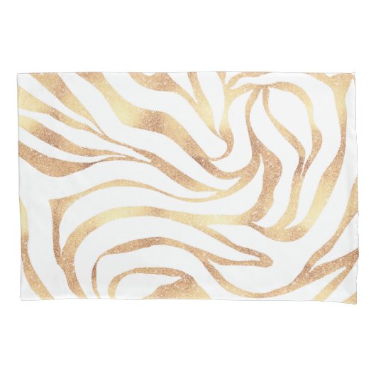 Elegant Gold Glitter Zebra White Animal Print Kussensloop (Voorkant-Links)