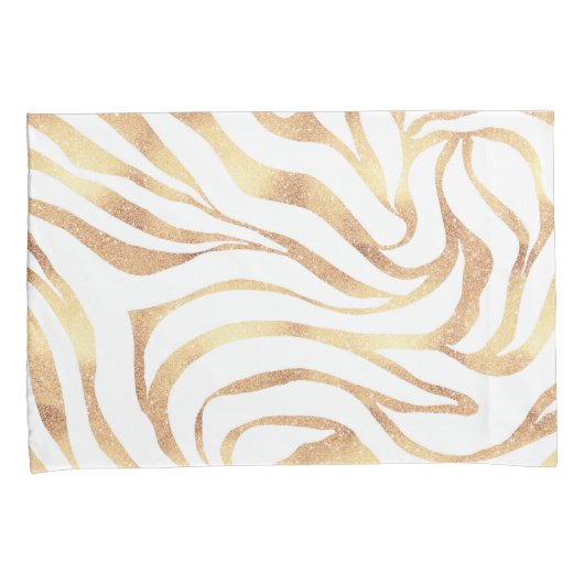 Elegant Gold Glitter Zebra White Animal Print Kussensloop (Voorkant-Rechts)