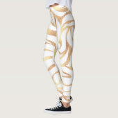 Elegant Gold Glitter Zebra White Animal Print Leggings (Links)
