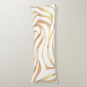 Elegant Gold Glitter Zebra White Animal Print Lichaamskussen (Voorkant Verticaal)