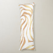 Elegant Gold Glitter Zebra White Animal Print Lichaamskussen (Achterkant (Verticaal))