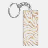 Elegant Gold Glitter Zebra White Animal Print Sleutelhanger (Voorkant Links)
