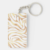 Elegant Gold Glitter Zebra White Animal Print Sleutelhanger (achterkant)