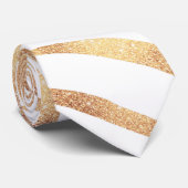 Elegant Gold Glitter Zebra White Animal Print Stropdas (Opgerold)