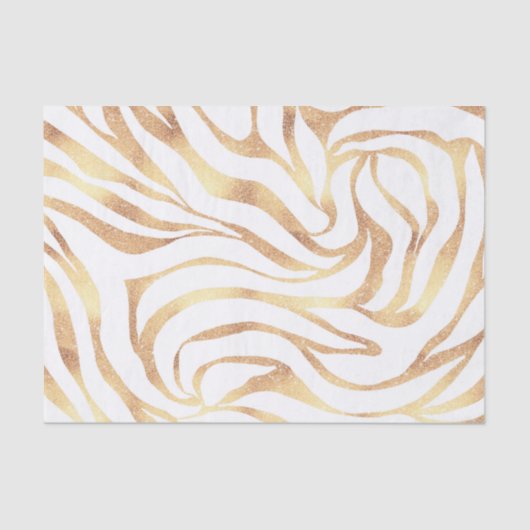 Elegant Gold Glitter Zebra White Animal Print Tissuepapier (Voorkant)