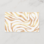Elegant Gold Glitter Zebra White Animal Print Visitekaartje (Achterkant)