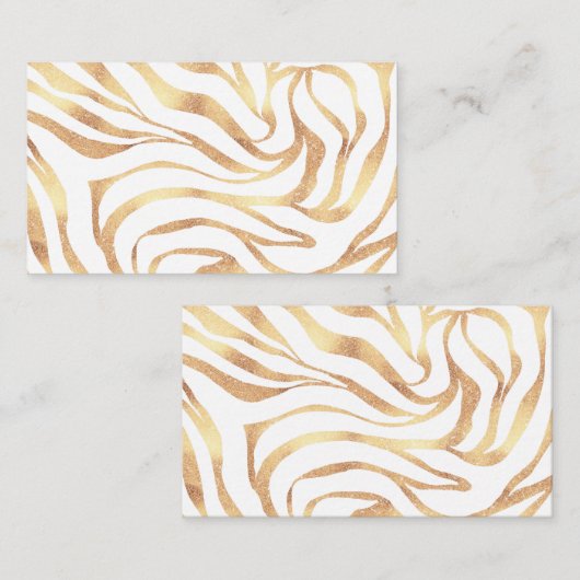 Elegant Gold Glitter Zebra White Animal Print Visitekaartje (Voorkant / Achterkant)