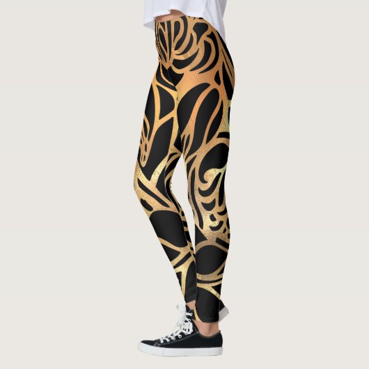 Elegant Gold Glitter-Zebra zwarte proefdruk Leggings (Links)
