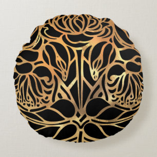 Elegant Gold Glitter-Zebra zwarte proefdruk Rond Kussen