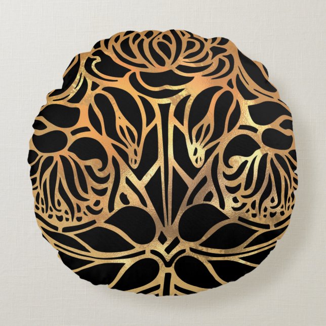 Elegant Gold Glitter-Zebra zwarte proefdruk Rond Kussen (Voorkant)