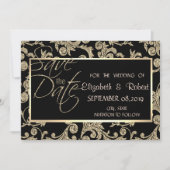 Elegant Gold Glitter zwenkt de datum op Save The Date (Voorkant)